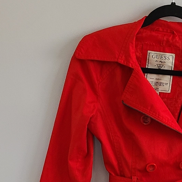 Xs Guess Bright Red Trench Coat - Picture 2 of 6